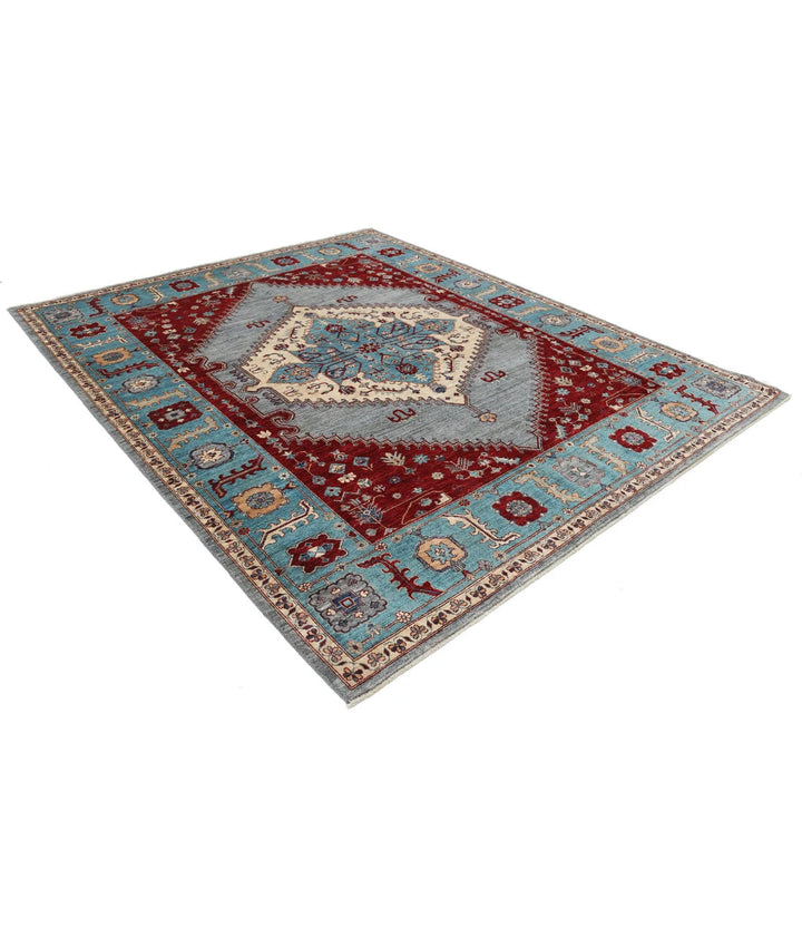 Afghan Heriz Rug 7' 11" x 9' 8" Hand-Knotted | No. AT32132