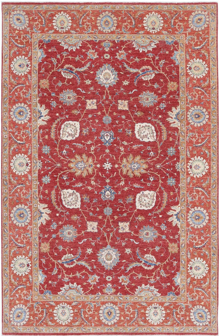 Afghan Ziegler Rug 6' 7" x 10' 2" Hand-Knotted | No. AT32142