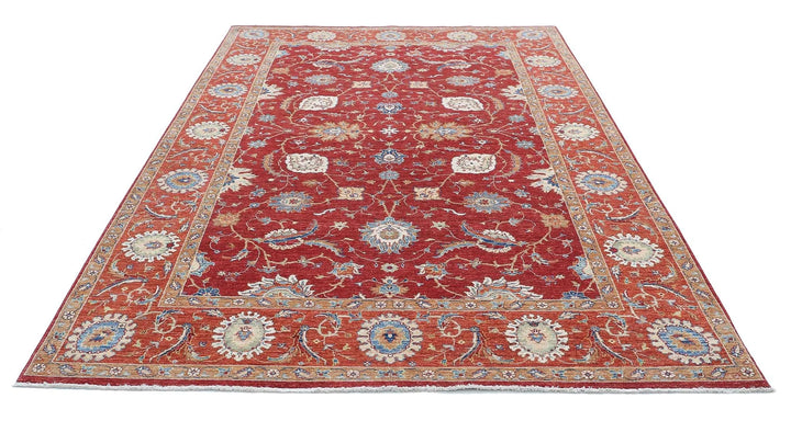 Afghan Ziegler Rug 6' 7" x 10' 2" Hand-Knotted | No. AT32142