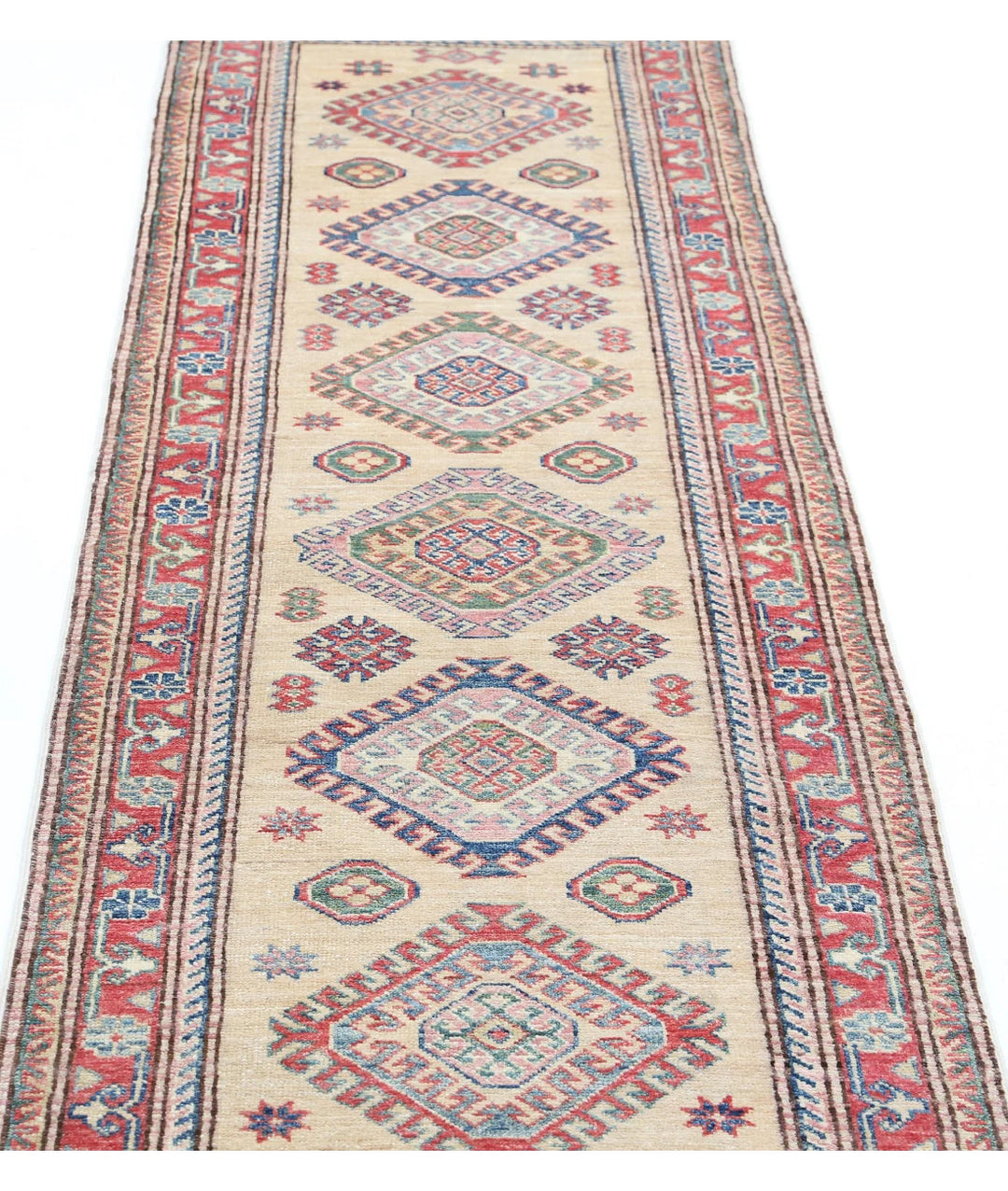 Afghan Royal Kazak Rug 2' 3" x 7' 4" Hand-Knotted | No. AT32203
