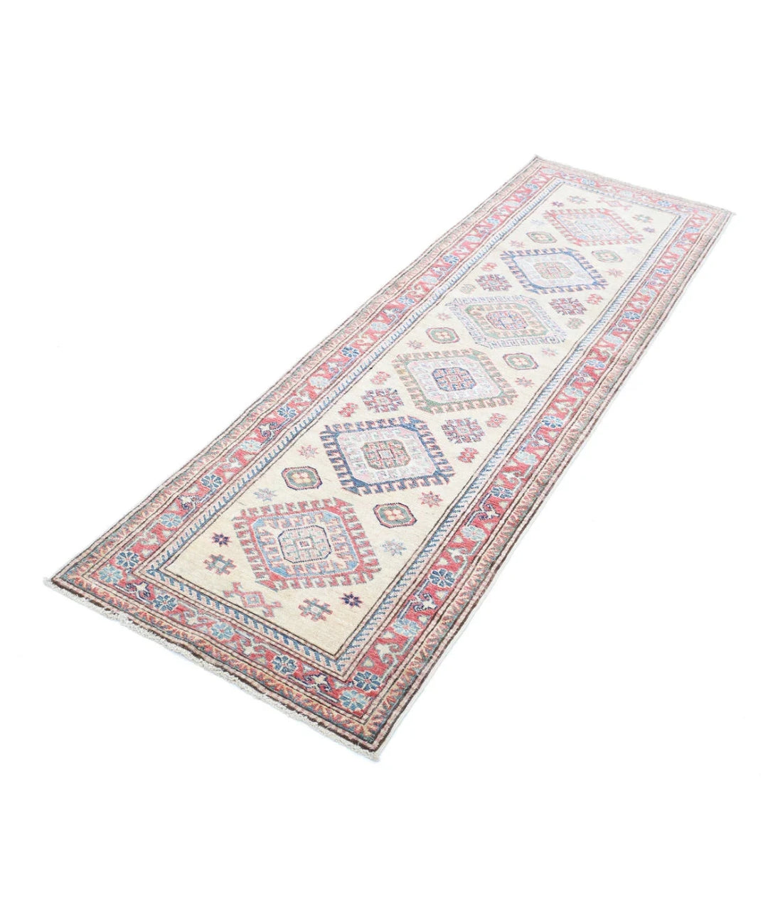 Afghan Royal Kazak Rug 2' 3" x 7' 4" Hand-Knotted | No. AT32203