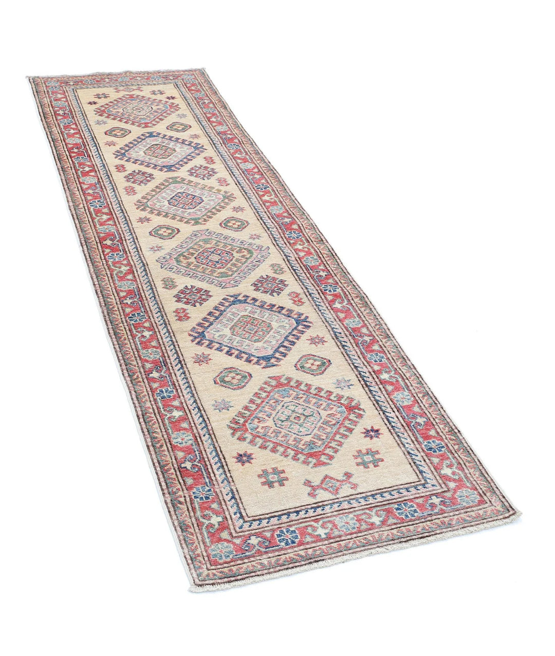 Afghan Royal Kazak Rug 2' 3" x 7' 4" Hand-Knotted | No. AT32203
