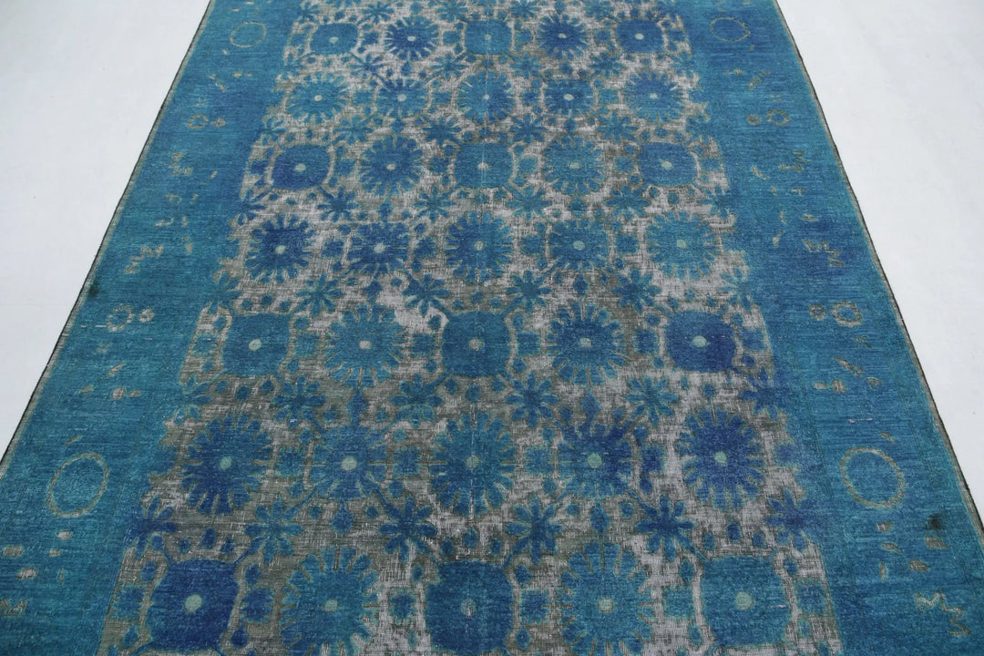 Blue Afghan Oriental Rug 5' 10" x 8' 9" Hand-Knotted | No. AT32243