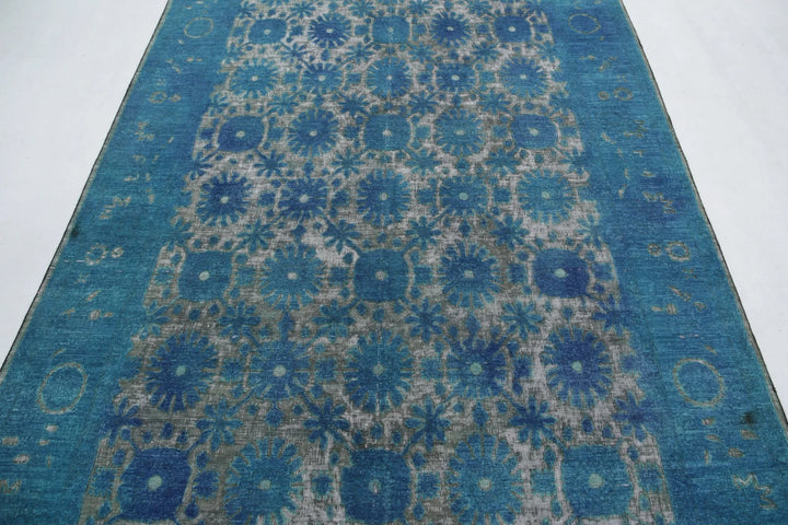 Blue Afghan Oriental Rug 5' 10" x 8' 9" Hand-Knotted | No. AT32243