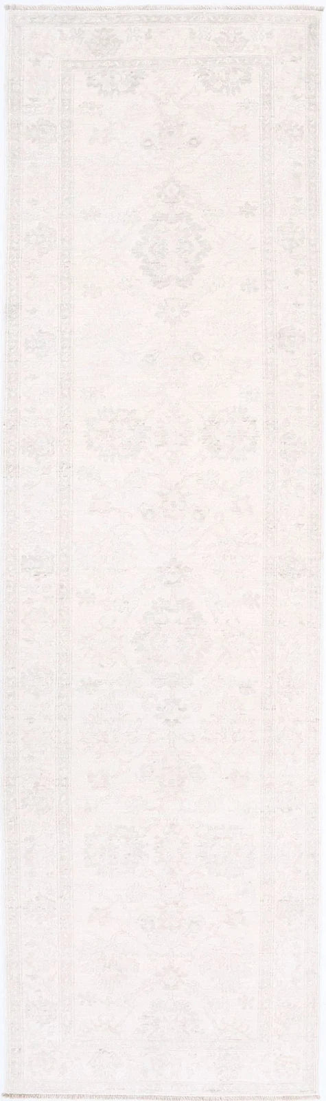 Ivory Afghan Serenity Rug 2' 6" x 9' 5" Hand-Knotted | No. AT32245