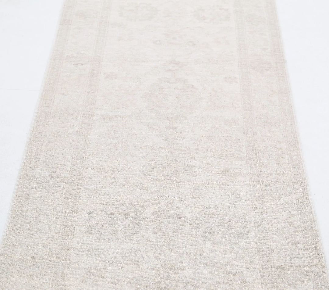 Ivory Afghan Serenity Rug 2' 6" x 9' 5" Hand-Knotted | No. AT32245