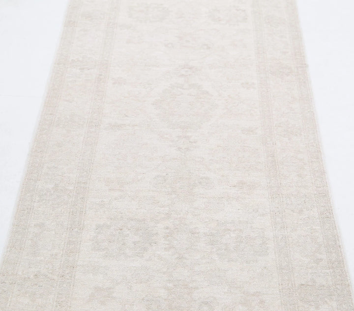 Ivory Afghan Serenity Rug 2' 6" x 9' 5" Hand-Knotted | No. AT32245