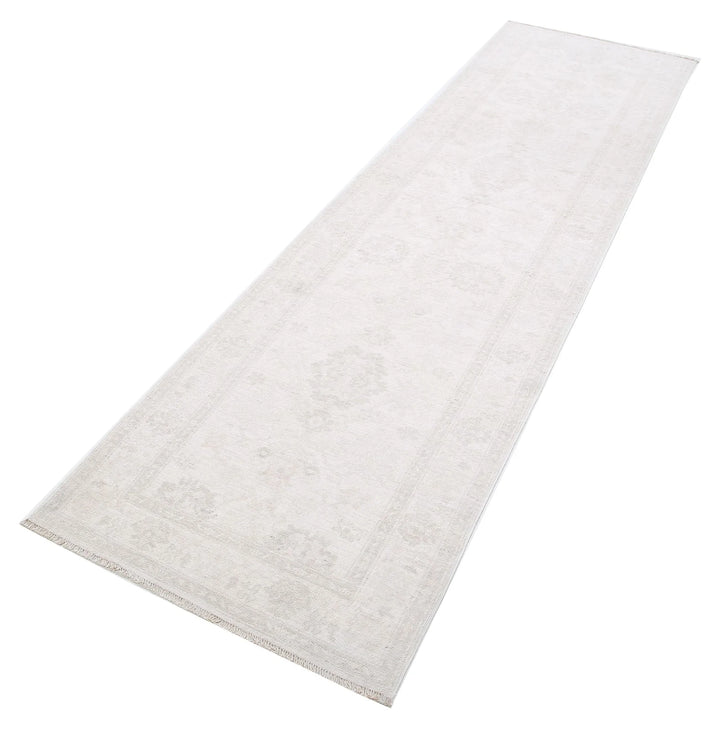 Ivory Afghan Serenity Rug 2' 6" x 9' 5" Hand-Knotted | No. AT32245