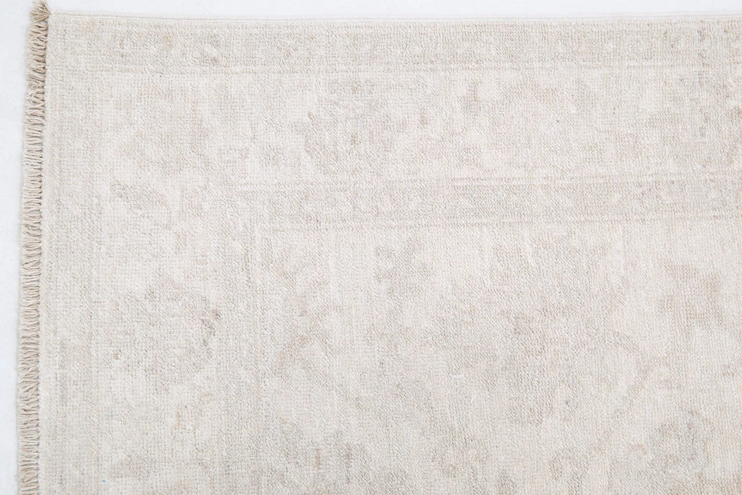Ivory Afghan Serenity Rug 2' 6" x 9' 5" Hand-Knotted | No. AT32245