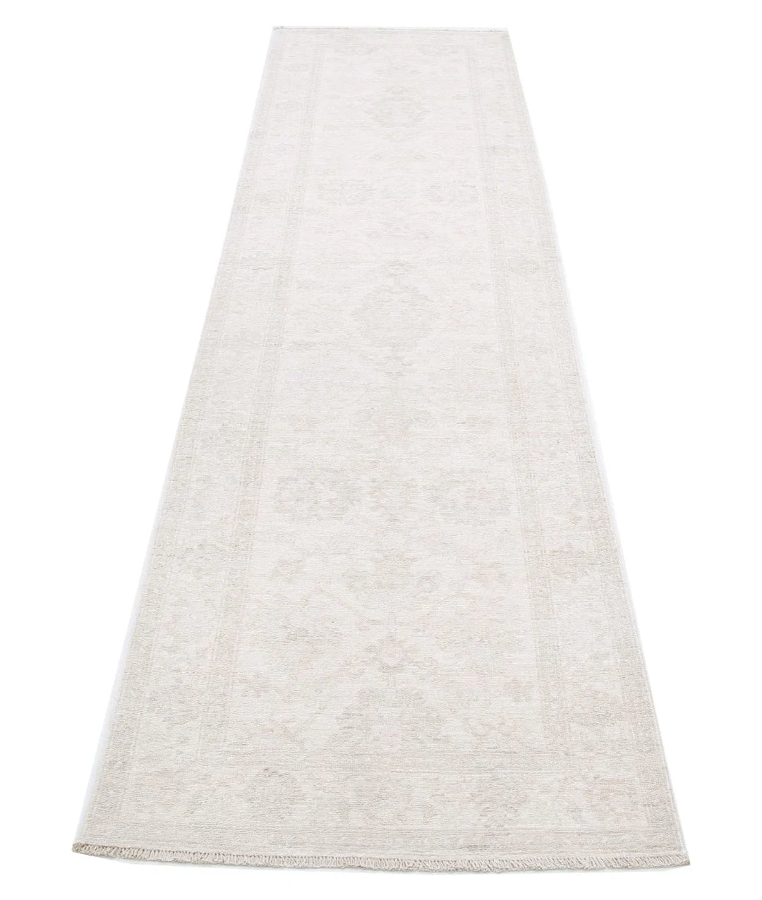 Ivory Afghan Serenity Rug 2' 6" x 9' 5" Hand-Knotted | No. AT32245