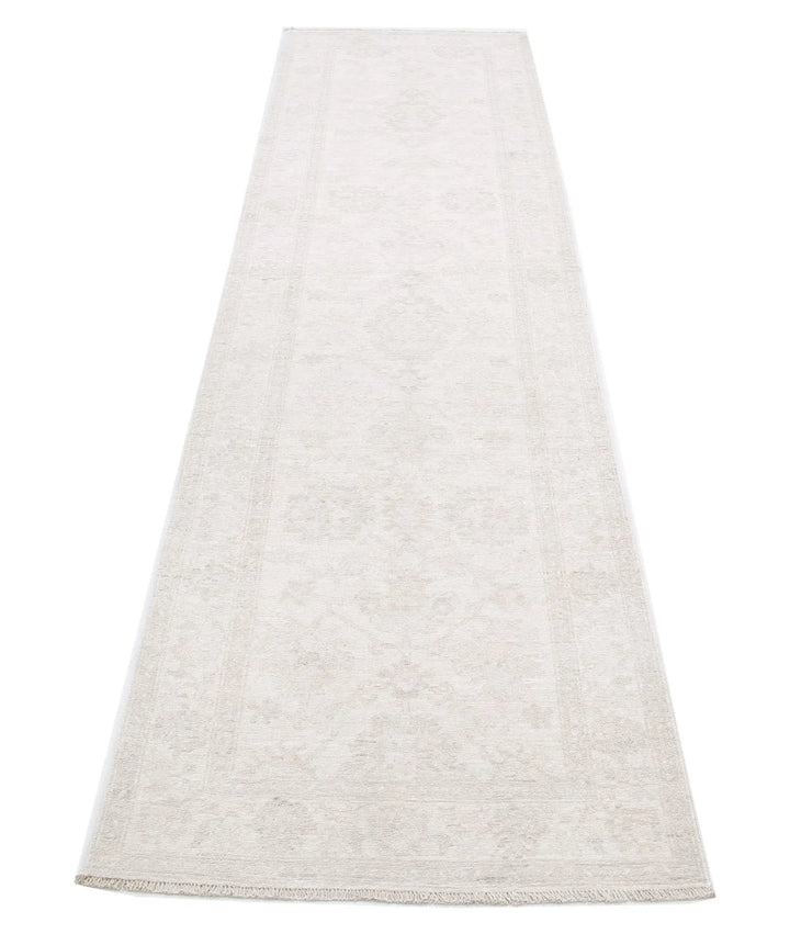 Ivory Afghan Serenity Rug 2' 6" x 9' 5" Hand-Knotted | No. AT32245