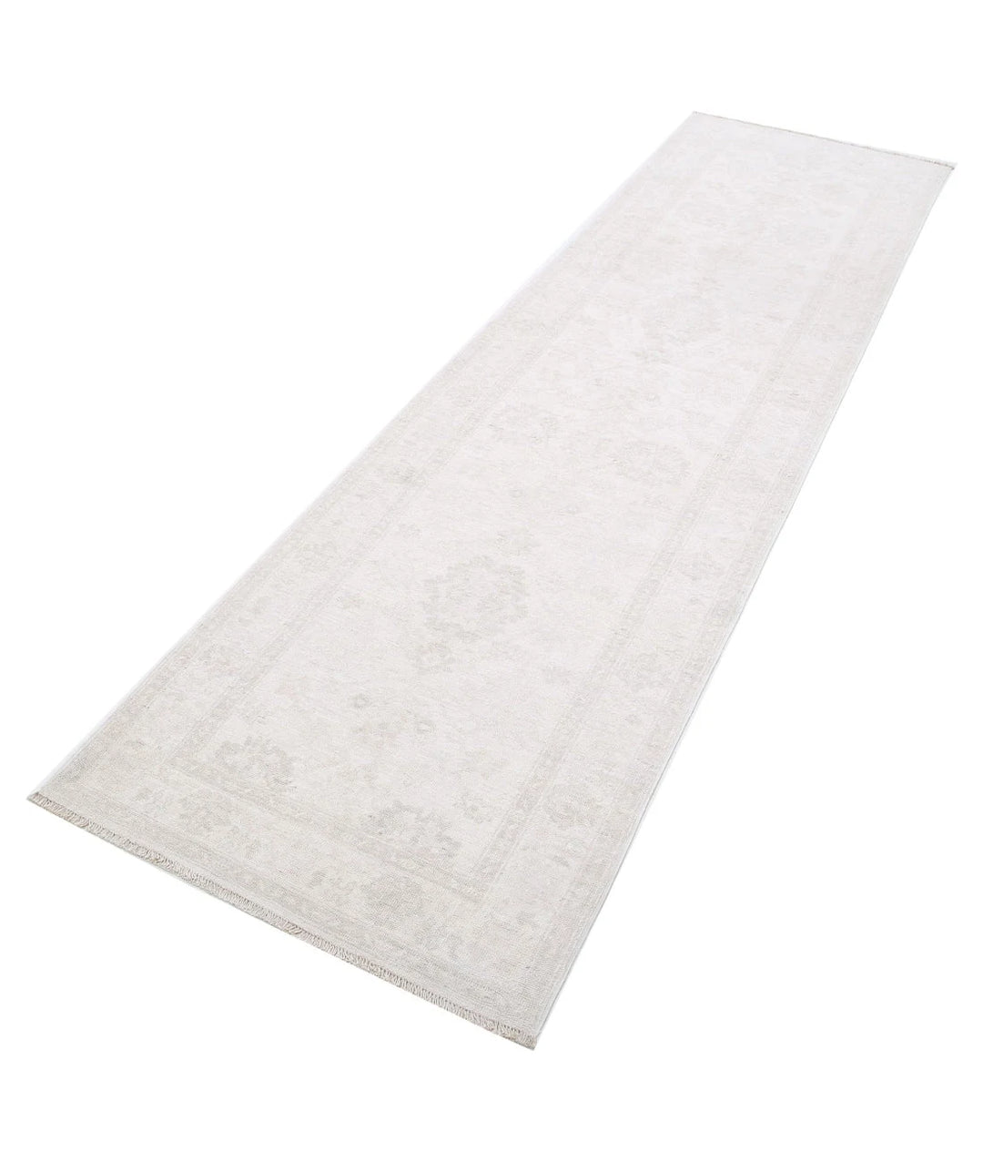 Ivory Afghan Serenity Rug 2' 6" x 9' 5" Hand-Knotted | No. AT32245