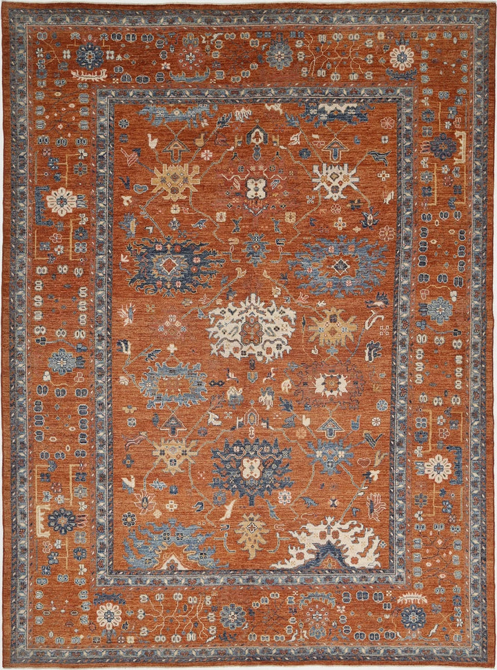 Afghan Oushak Rug 10' 6" x 14' 6" Hand-Knotted | No. AT32347