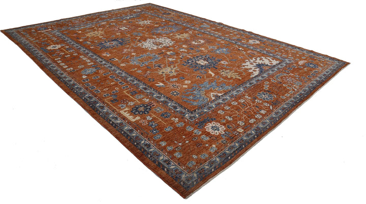 Afghan Oushak Rug 10' 6" x 14' 6" Hand-Knotted | No. AT32347