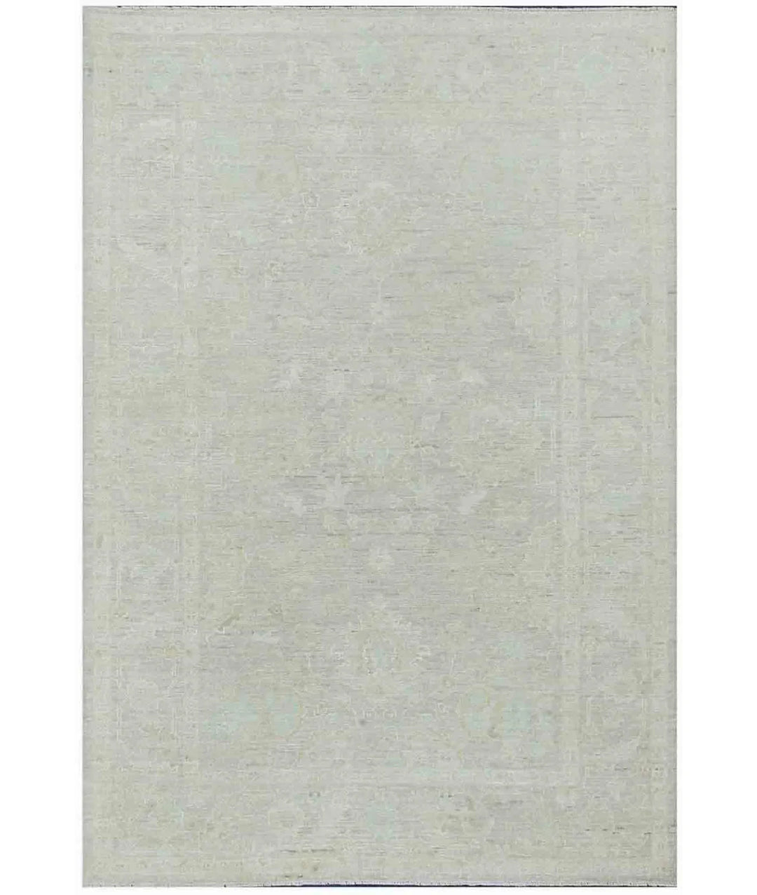 Grey Afghan Oushak Rug 6' 4" x 9' 3" Hand-Knotted | No. AT32491