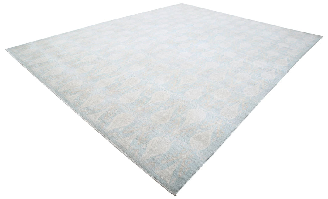 Blue Afghan Oriental Rug 11' 4" x 14' 2" Hand-Knotted | No. AT32493
