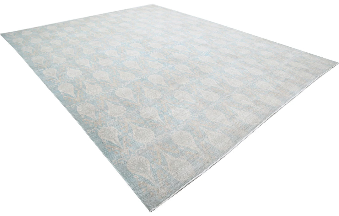 Blue Afghan Oriental Rug 11' 4" x 14' 2" Hand-Knotted | No. AT32493