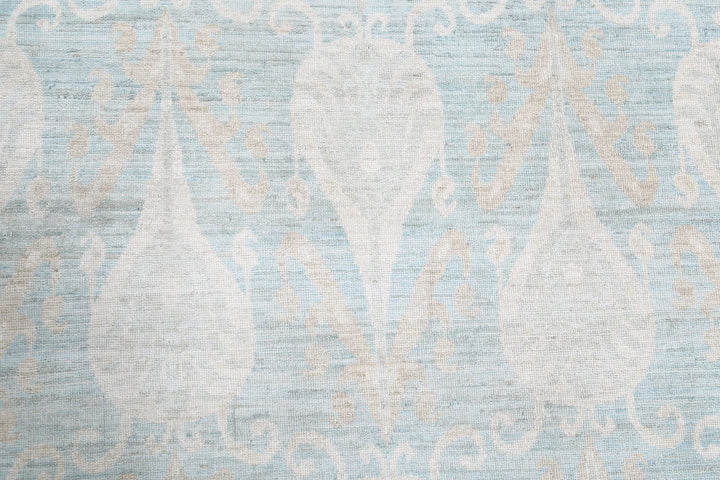 Blue Afghan Oriental Rug 11' 4" x 14' 2" Hand-Knotted | No. AT32493