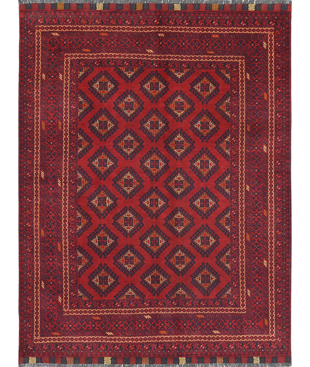 Red Afghan Khamyab Rug 5' 0" x 6' 4" Hand-Knotted | No. AT32565