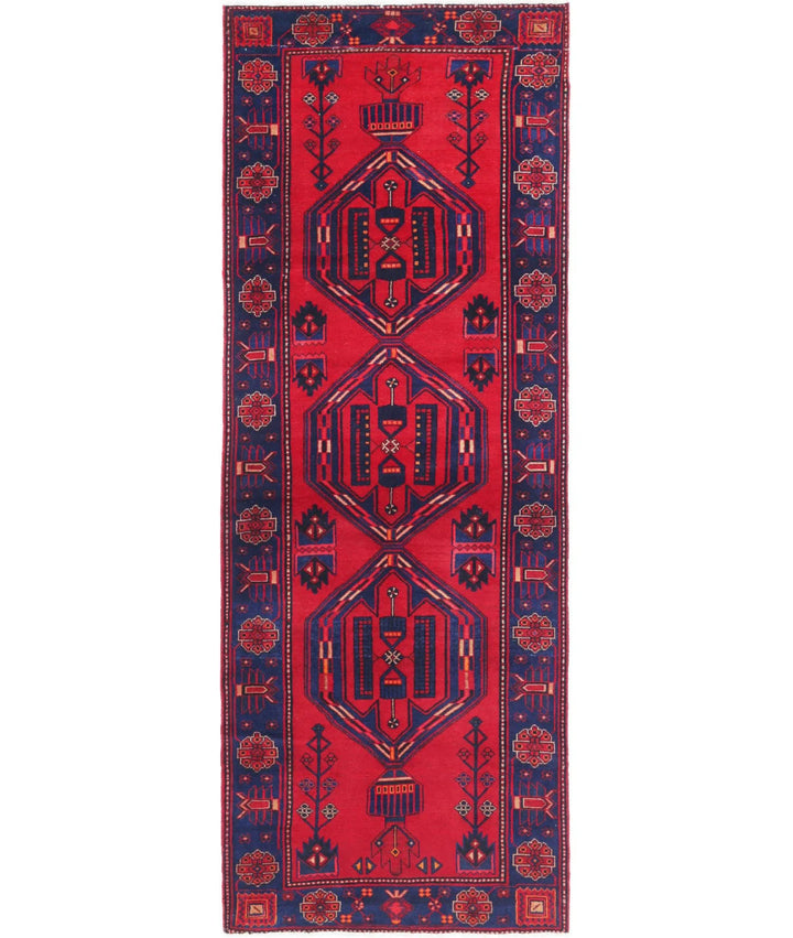 Persian Hamadan Runner Rug 3' 6" x 9' 8" Hand-Knotted | No. AT32600