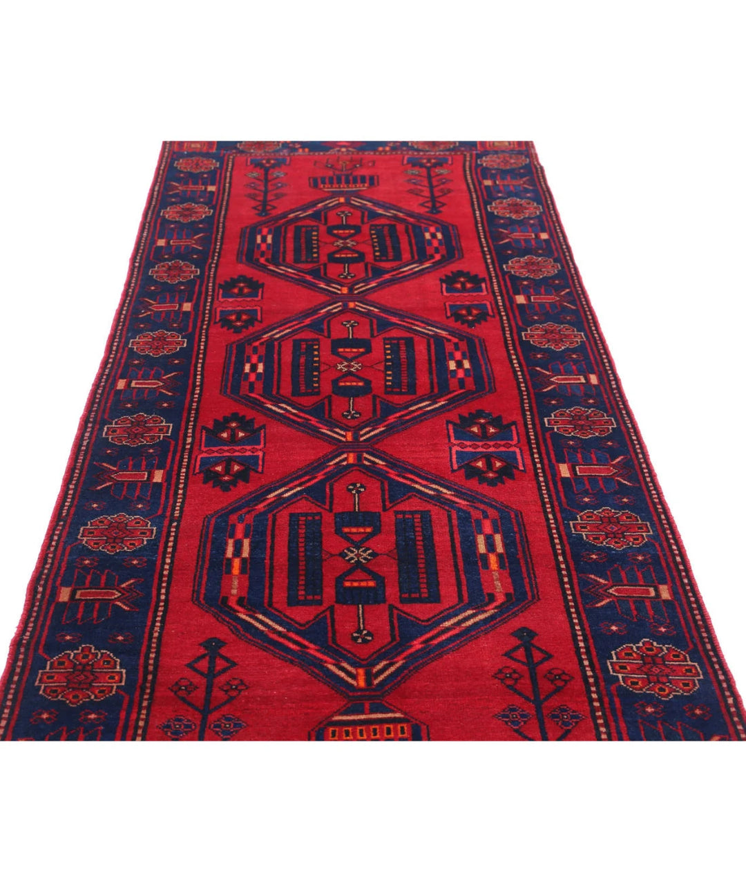 Persian Hamadan Runner Rug 3' 6" x 9' 8" Hand-Knotted | No. AT32600