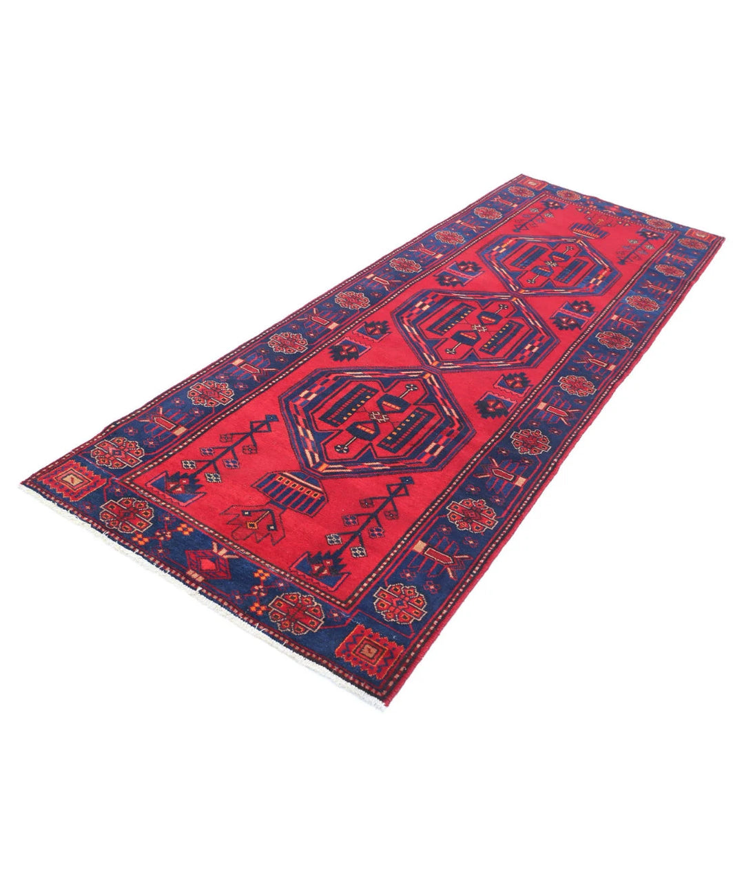 Persian Hamadan Runner Rug 3' 6" x 9' 8" Hand-Knotted | No. AT32600