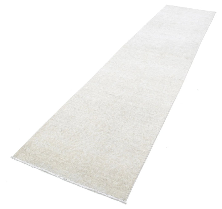 Ivory Afghan Serenity Rug 2' 9" x 12' 2" Hand-Knotted | No. AT32618