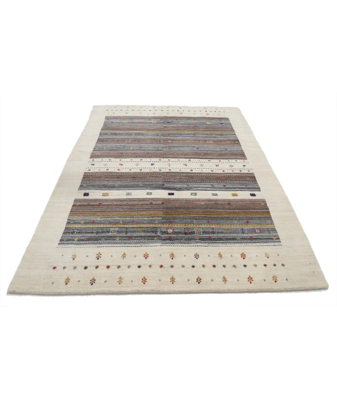 Ivory Indian Lori Rug 5' 7" x 7' 10" Hand-Knotted | No. AT32649
