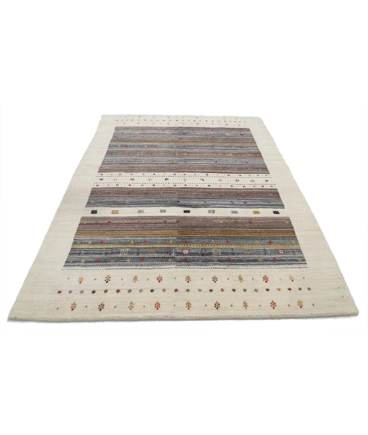 Ivory Indian Lori Rug 5' 7" x 7' 10" Hand-Knotted | No. AT32649