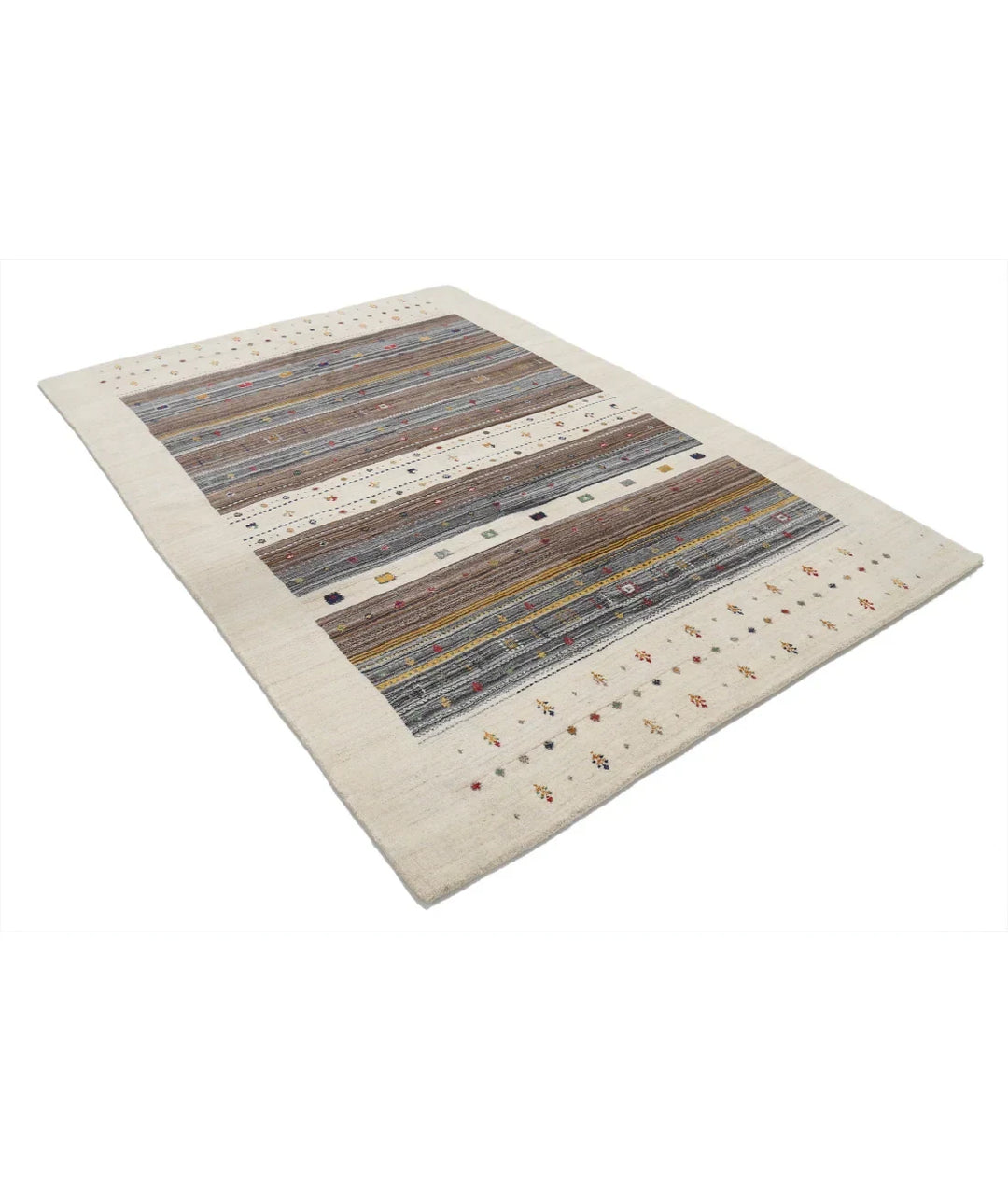 Ivory Indian Lori Rug 5' 7" x 7' 10" Hand-Knotted | No. AT32649