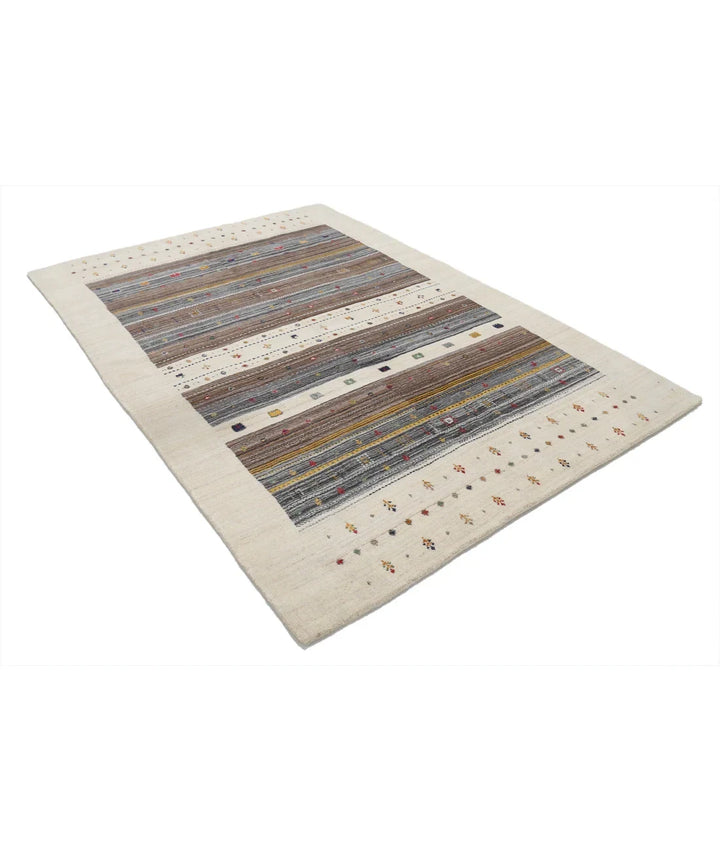 Ivory Indian Lori Rug 5' 7" x 7' 10" Hand-Knotted | No. AT32649