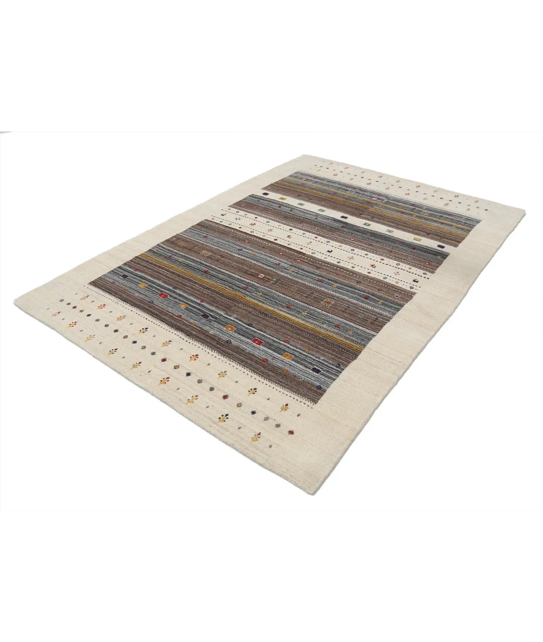Ivory Indian Lori Rug 5' 7" x 7' 10" Hand-Knotted | No. AT32649