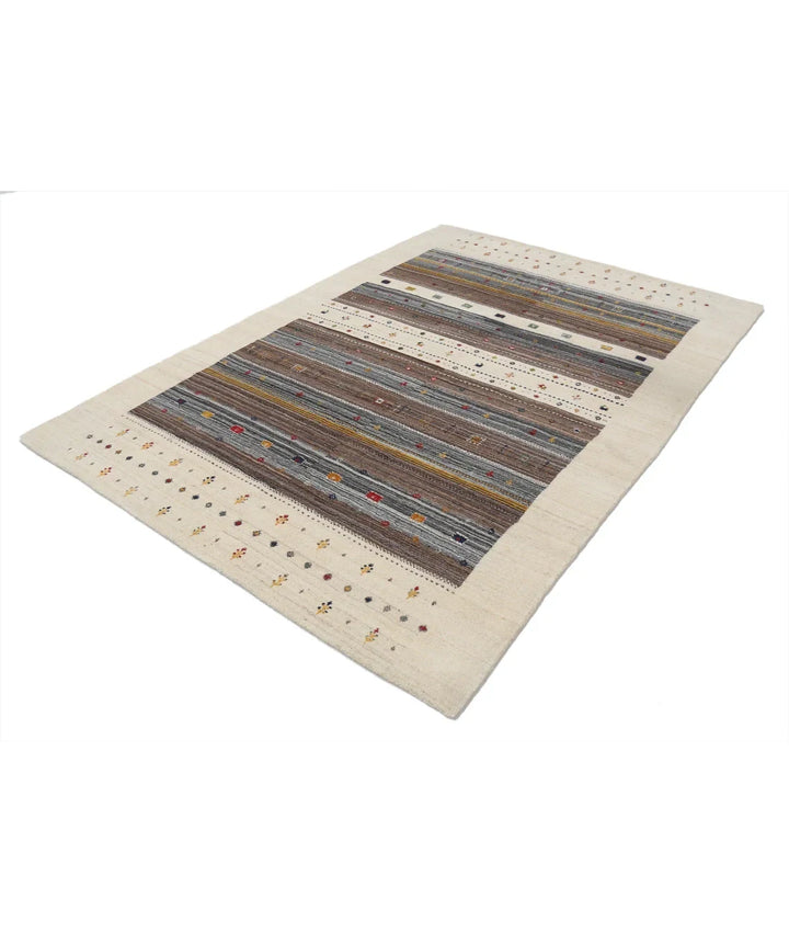 Ivory Indian Lori Rug 5' 7" x 7' 10" Hand-Knotted | No. AT32649