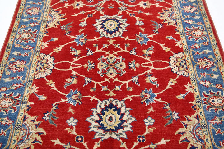 Red Afghan Ziegler Rug 5' 0" x 6' 4" Hand-Knotted | No. AT32688