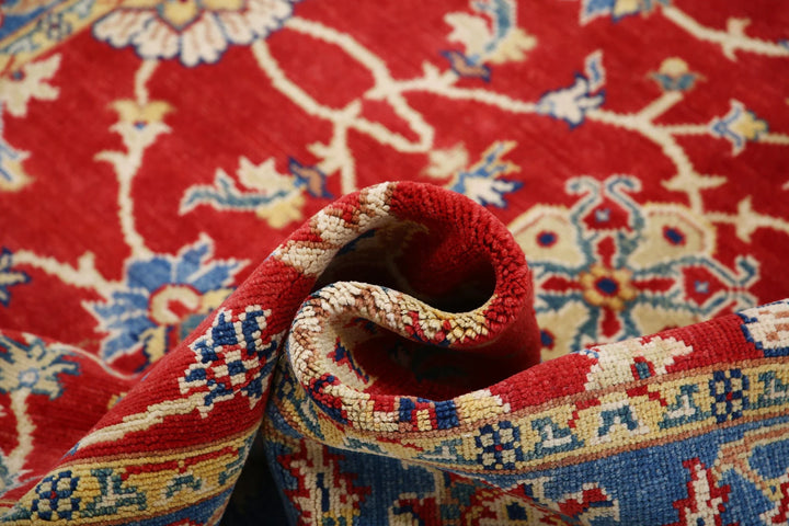Red Afghan Ziegler Rug 5' 0" x 6' 4" Hand-Knotted | No. AT32688