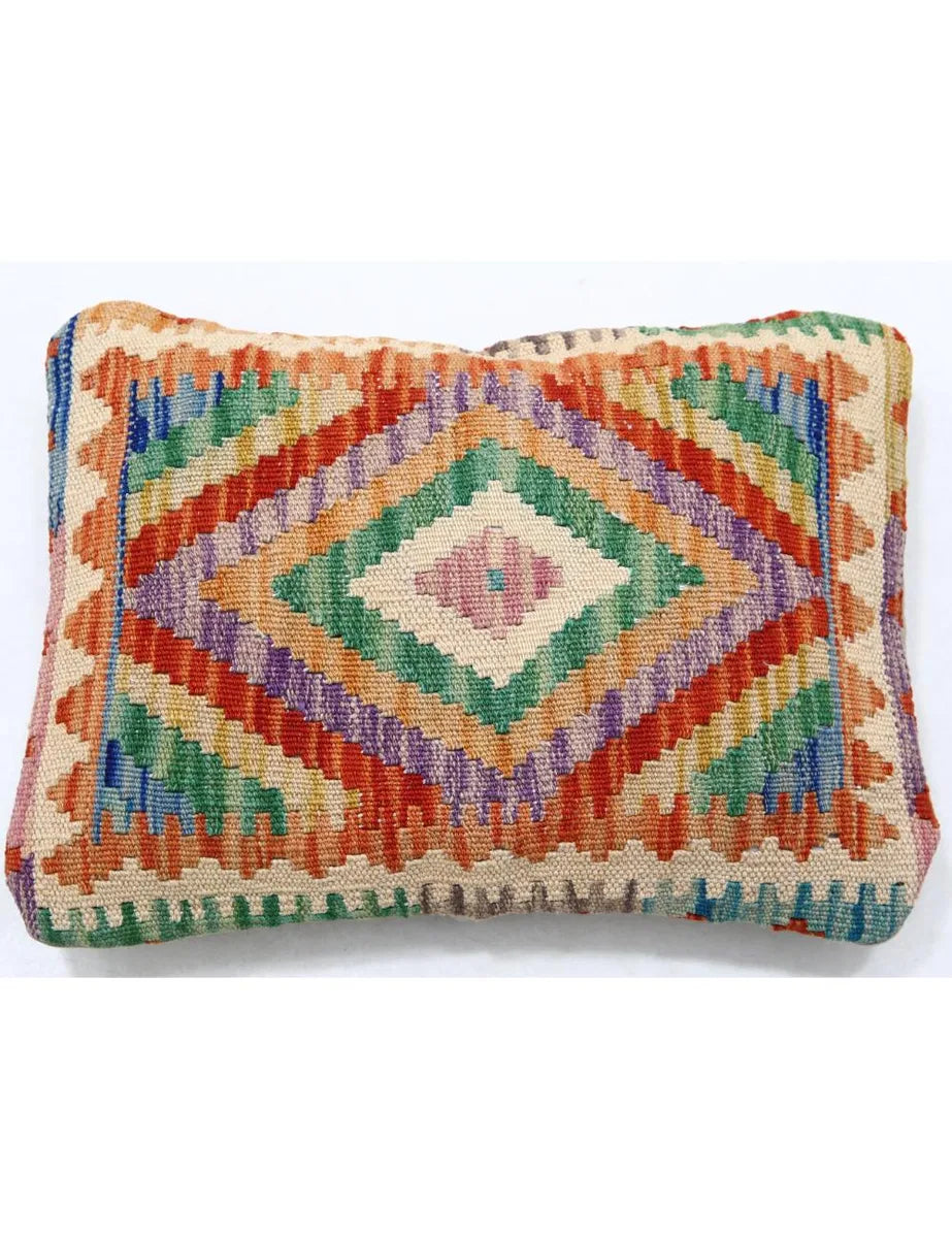 Afghan Tribal Pillow 1' 0" x 1' 5" Hand-Woven | No. AT32702