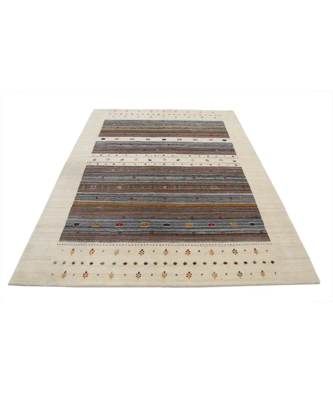 Ivory Indian Lori Rug 5' 8" x 7' 10" Hand-Knotted | No. AT32703
