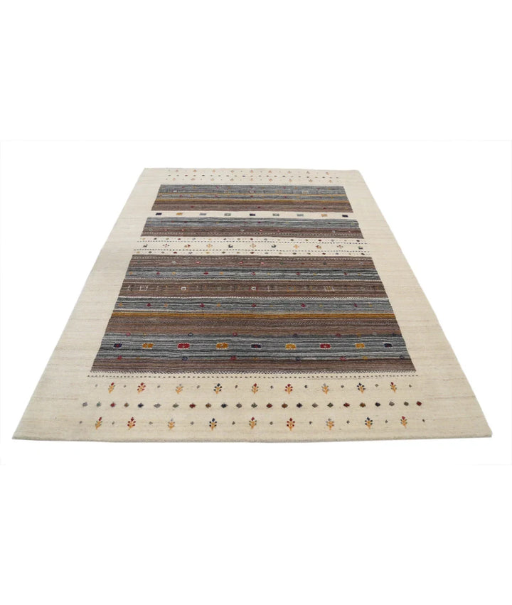 Ivory Indian Lori Rug 5' 8" x 7' 10" Hand-Knotted | No. AT32703