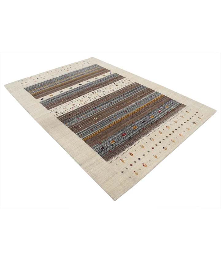 Ivory Indian Lori Rug 5' 8" x 7' 10" Hand-Knotted | No. AT32703