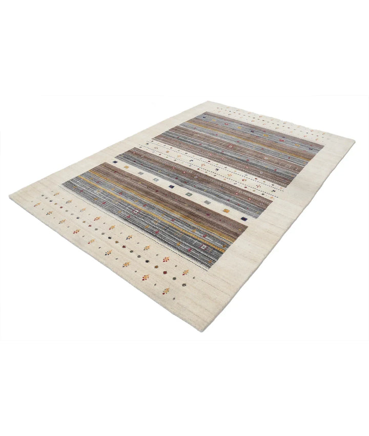 Ivory Indian Lori Rug 5' 8" x 7' 10" Hand-Knotted | No. AT32703