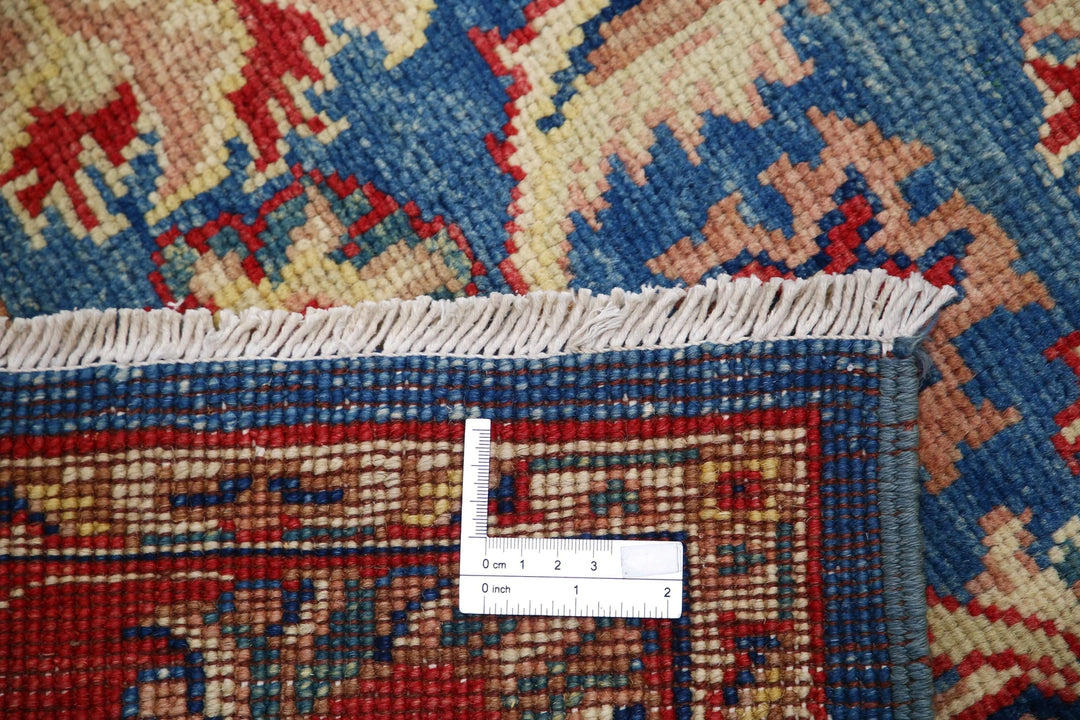 Blue Afghan Ziegler Rug 4' 2" x 5' 11" Hand-Knotted | No. AT32802