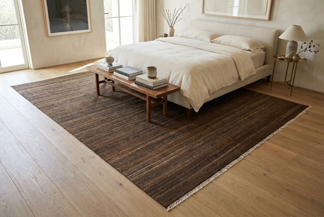 Brown Afghan Kilim Rug 8' 5" x 9' 8" Hand-Woven | No. AT32820