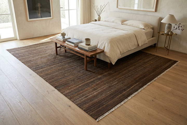 Brown Afghan Kilim Rug 8' 5" x 9' 8" Hand-Woven | No. AT32820