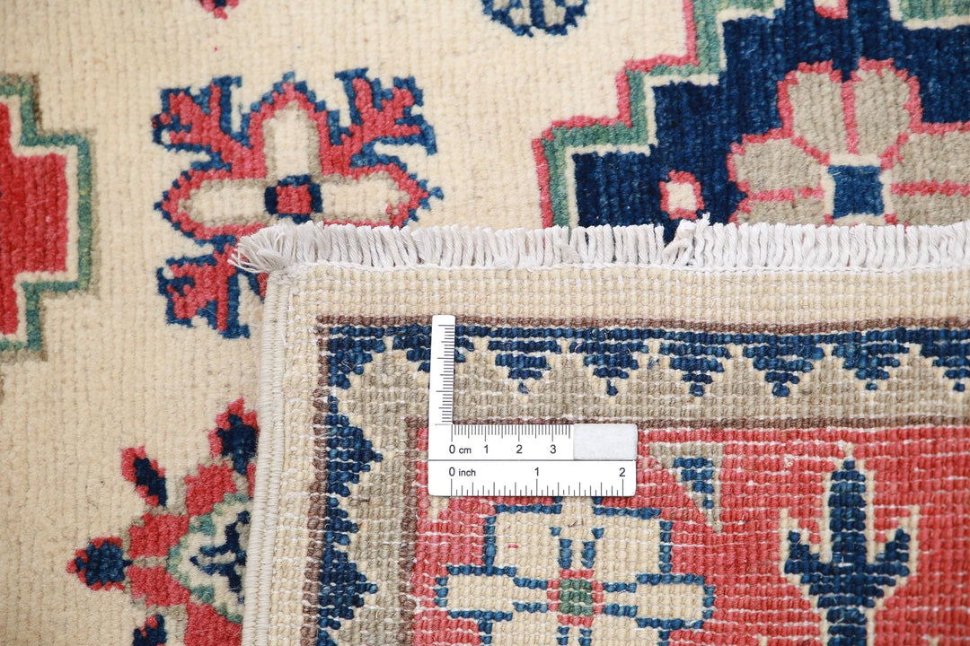 Afghan Kazak Rug 3' 2" x 4' 9" Hand-Knotted | No. AT32934