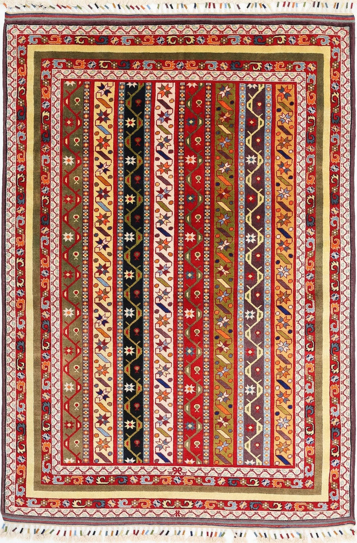Afghan Shaal Rug 5' 1" x 7' 5" Hand-Knotted | No. AT33002