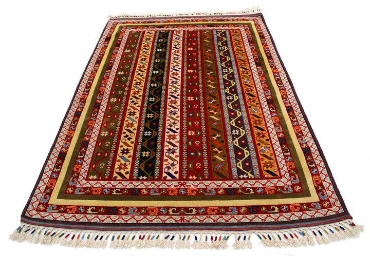 Afghan Shaal Rug 5' 1" x 7' 5" Hand-Knotted | No. AT33002