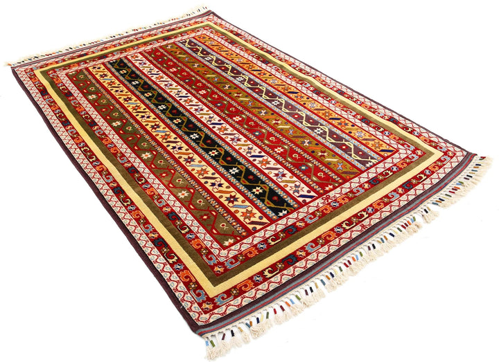 Afghan Shaal Rug 5' 1" x 7' 5" Hand-Knotted | No. AT33002