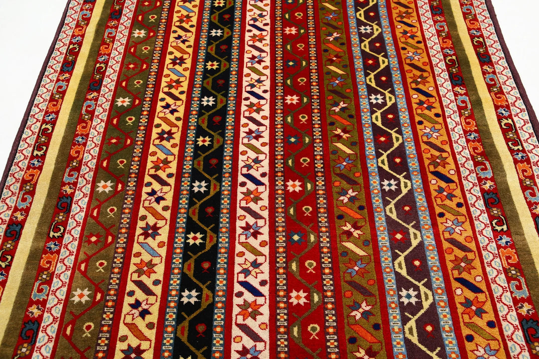 Afghan Shaal Rug 5' 1" x 7' 5" Hand-Knotted | No. AT33002