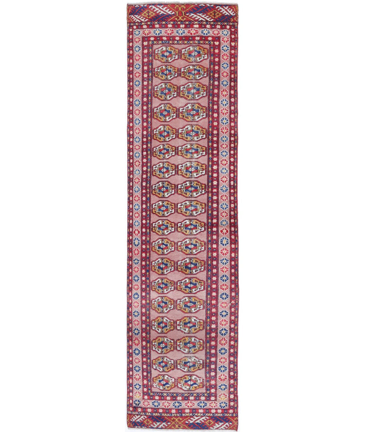Peach Turkmen Bokhara Rug 2' 4" x 9' 11" Hand-Knotted | No. AT33013