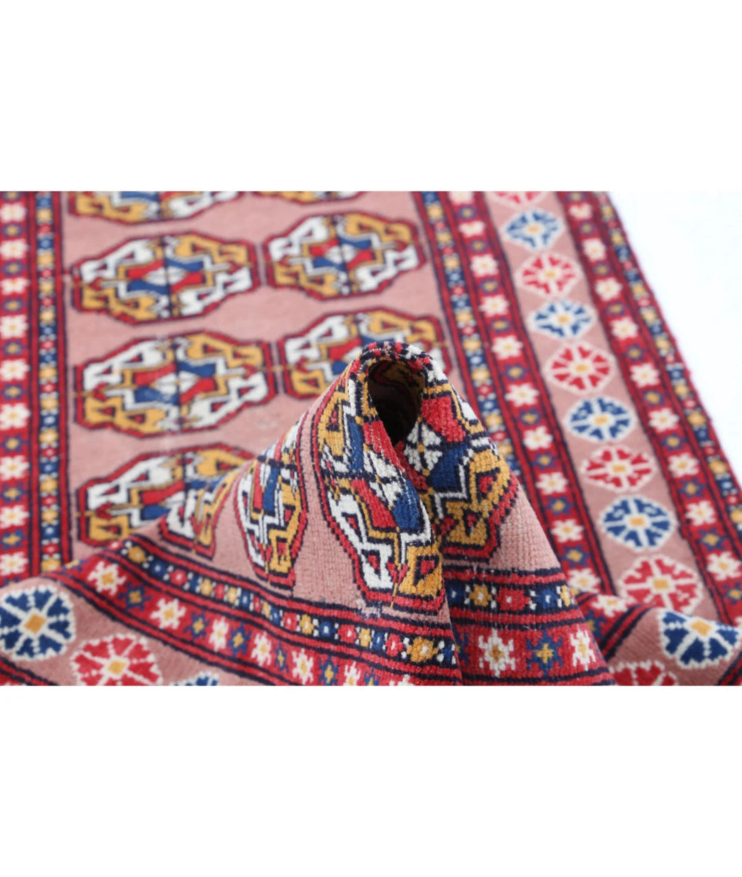 Peach Turkmen Bokhara Rug 2' 4" x 9' 11" Hand-Knotted | No. AT33013